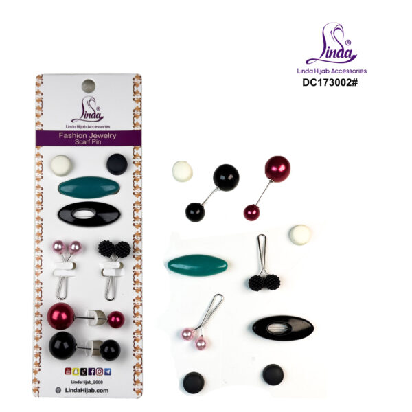 Chic Hijab Scarf Pin Set – Pearl & Bold Mix - Image 1
