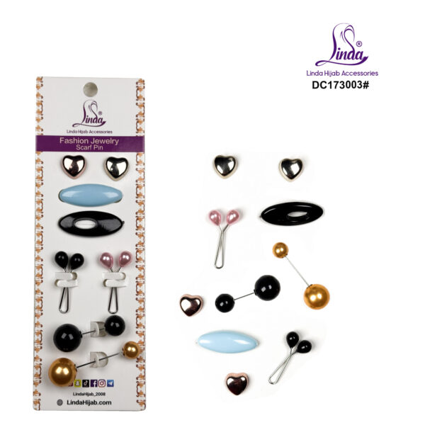 Romantic Hijab Scarf Pin Set – Heart & Pearl Design - Image 1