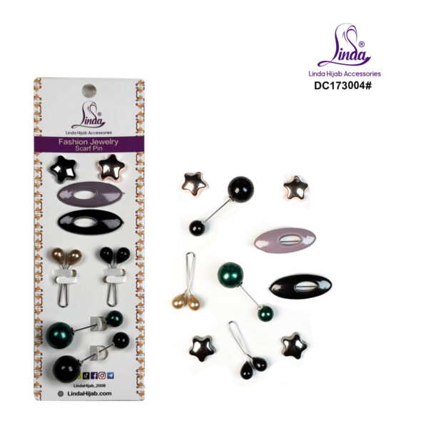 Starry Hijab Scarf Pin Set – Elegant Mix - Image 1