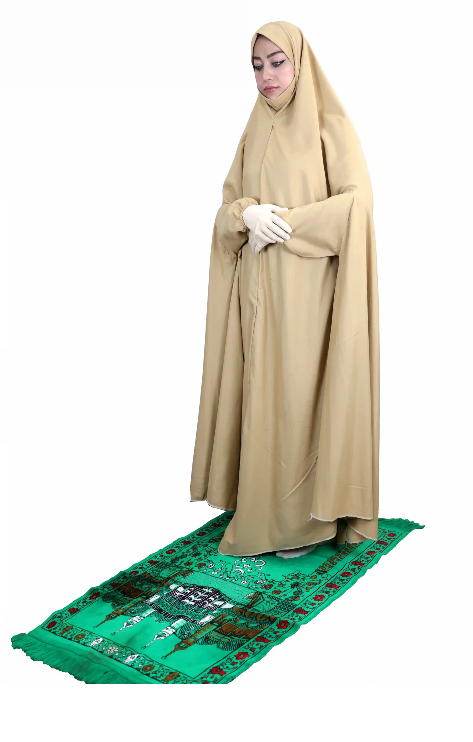 Flowing Khaki Prayer Dress for Women