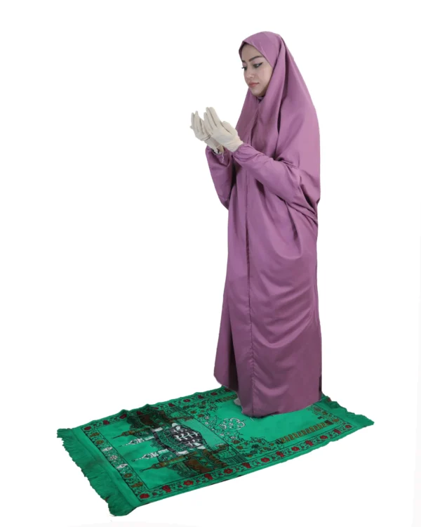 Purple Full Length Prayer Dress with Hijab for Women