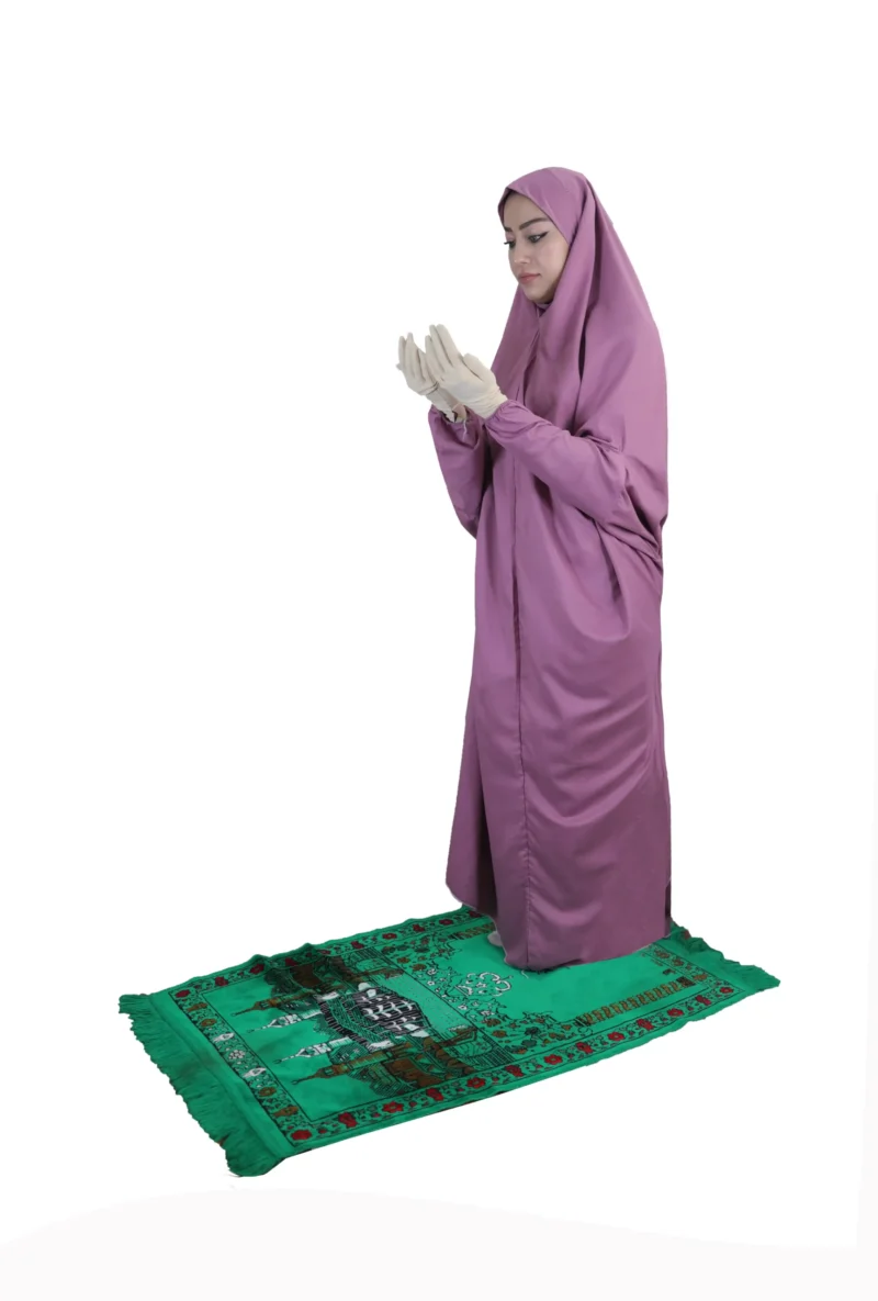 Purple Full Length Prayer Dress with Hijab for Women