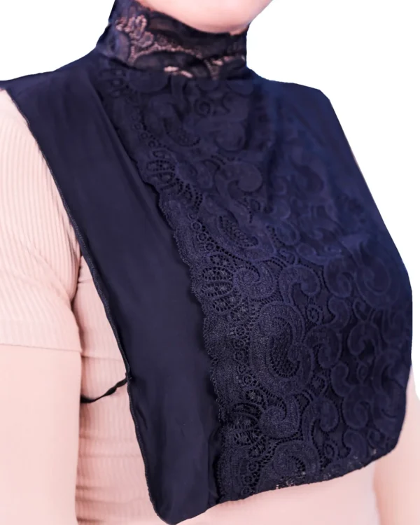 Black Lace Bib Style Neck Cover for Women | Modest Layering - Image 3