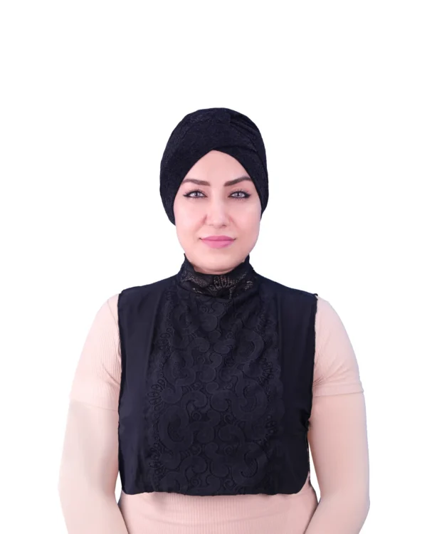 Black Lace Bib Style Neck Cover for Women