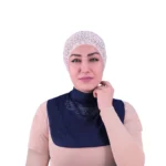 Navy Rhinestone Bib Style Neck Cover