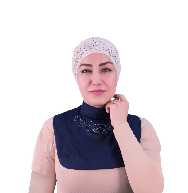 Navy Rhinestone Bib Style Neck Cover