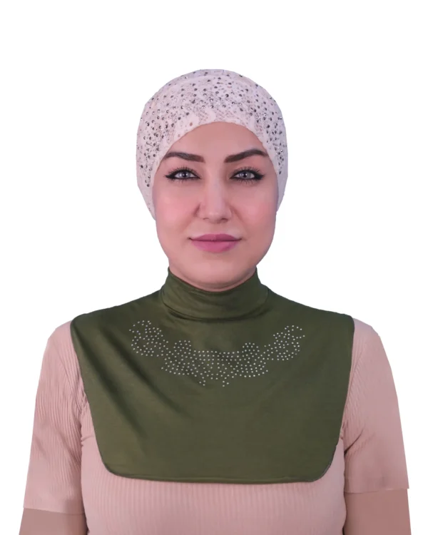 Olive Green Rhinestone High Neck Cover for Women