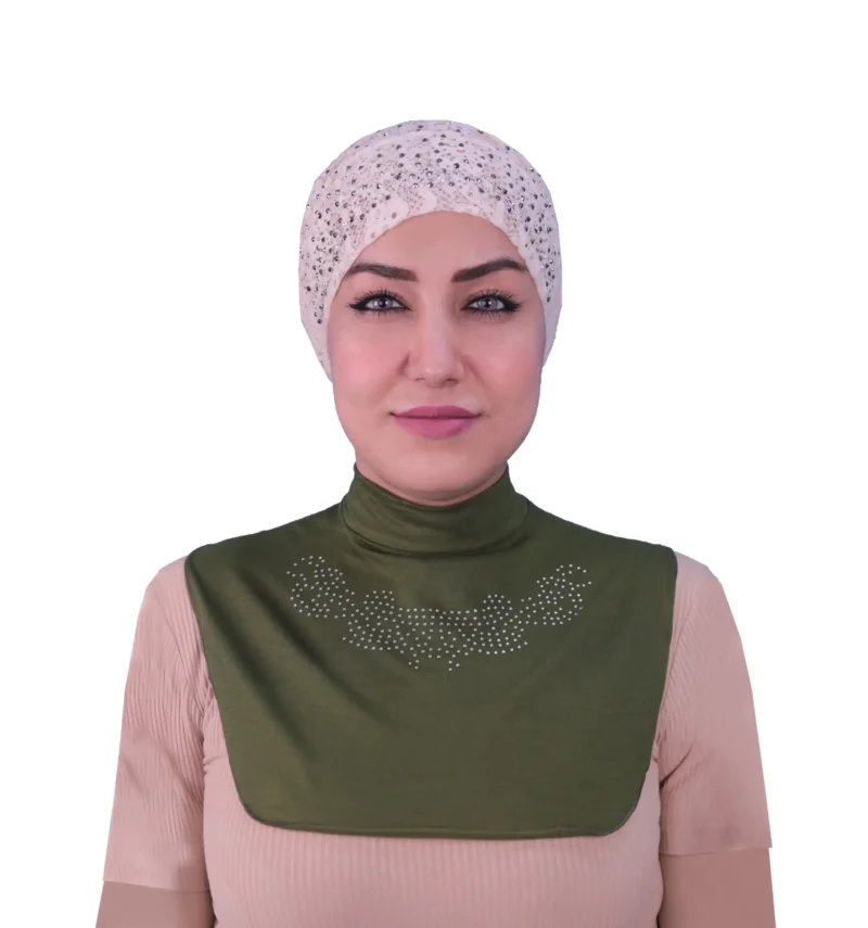 Olive Green Rhinestone High Neck Cover for Women