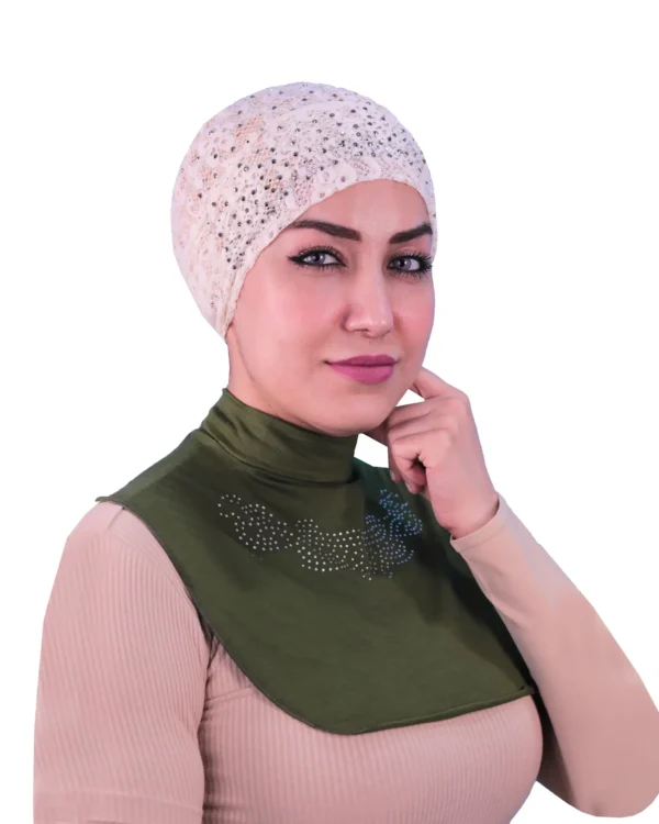 Olive Green Rhinestone High Neck Cover for Women - Image 3