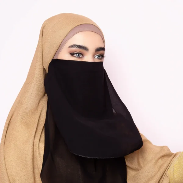 Black Two Layer Islamic Niqab for Women – Soft & Breathable - Image 4