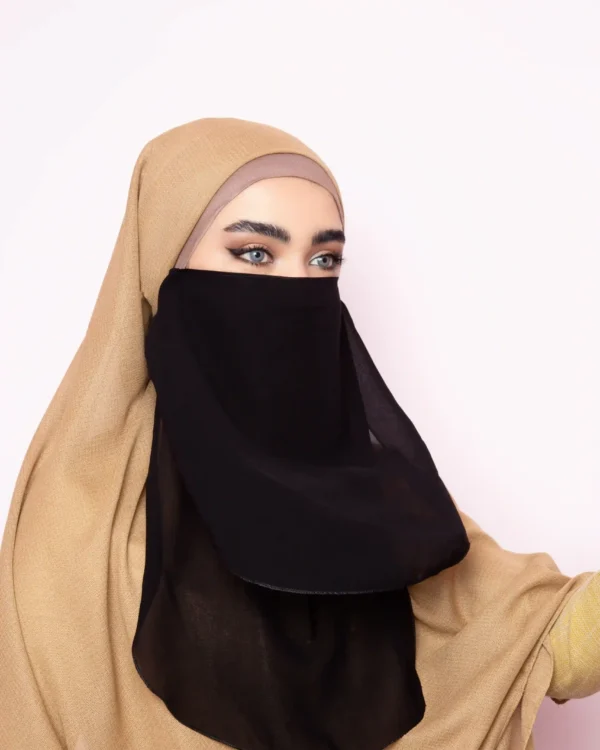 Black Two Layer Islamic Niqab for Women – Soft & Breathable - Image 4