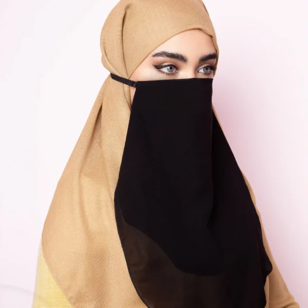 Black Two Layer Islamic Niqab for Women – Soft & Breathable - Image 3