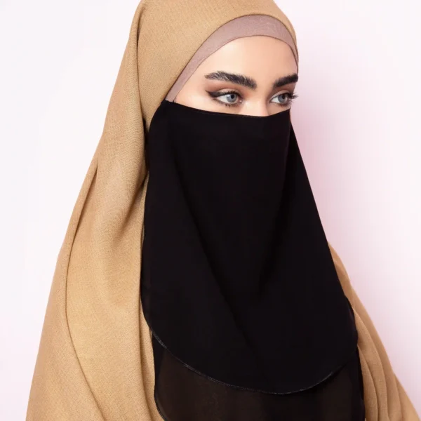 Black Two Layer Islamic Niqab for Women – Soft & Breathable - Image 2