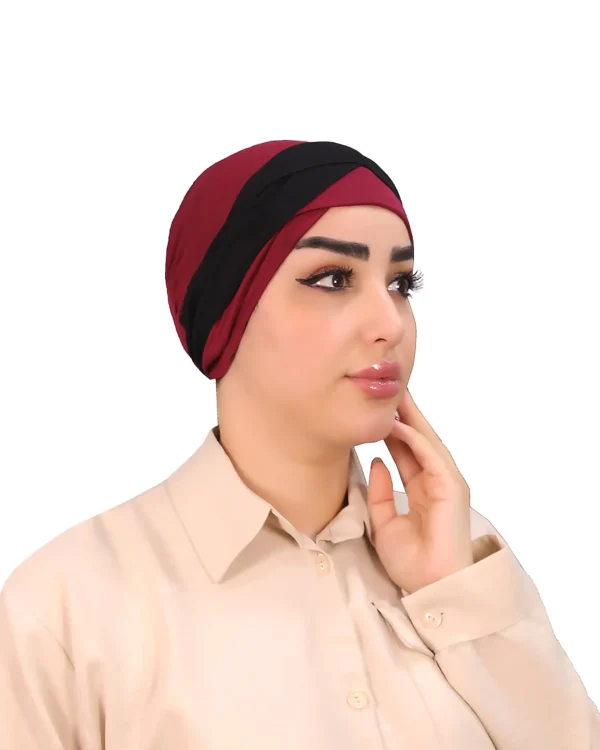 Stylish Two Tone Turban Cap for Women – Soft & Versatile - Image 5