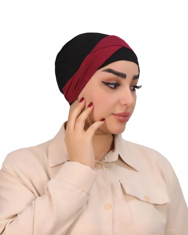 Stylish Two Tone Turban Cap for Women – Soft & Versatile - Image 4