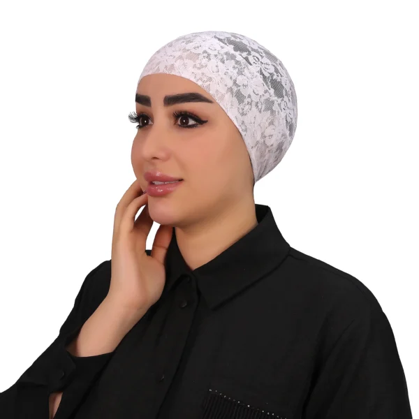 Elegant Lace Turban Cap for Women – Stylish Headwear - Image 2