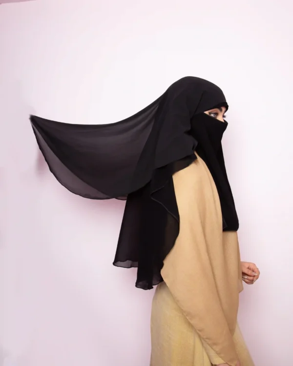 Long Layered Islamic Niqab for Women – Black Modest Style - Image 5