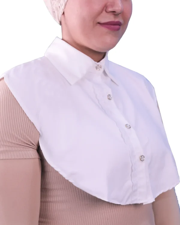Crisp White Buttoned Neck Cover for Women – Modest Layering - Image 3