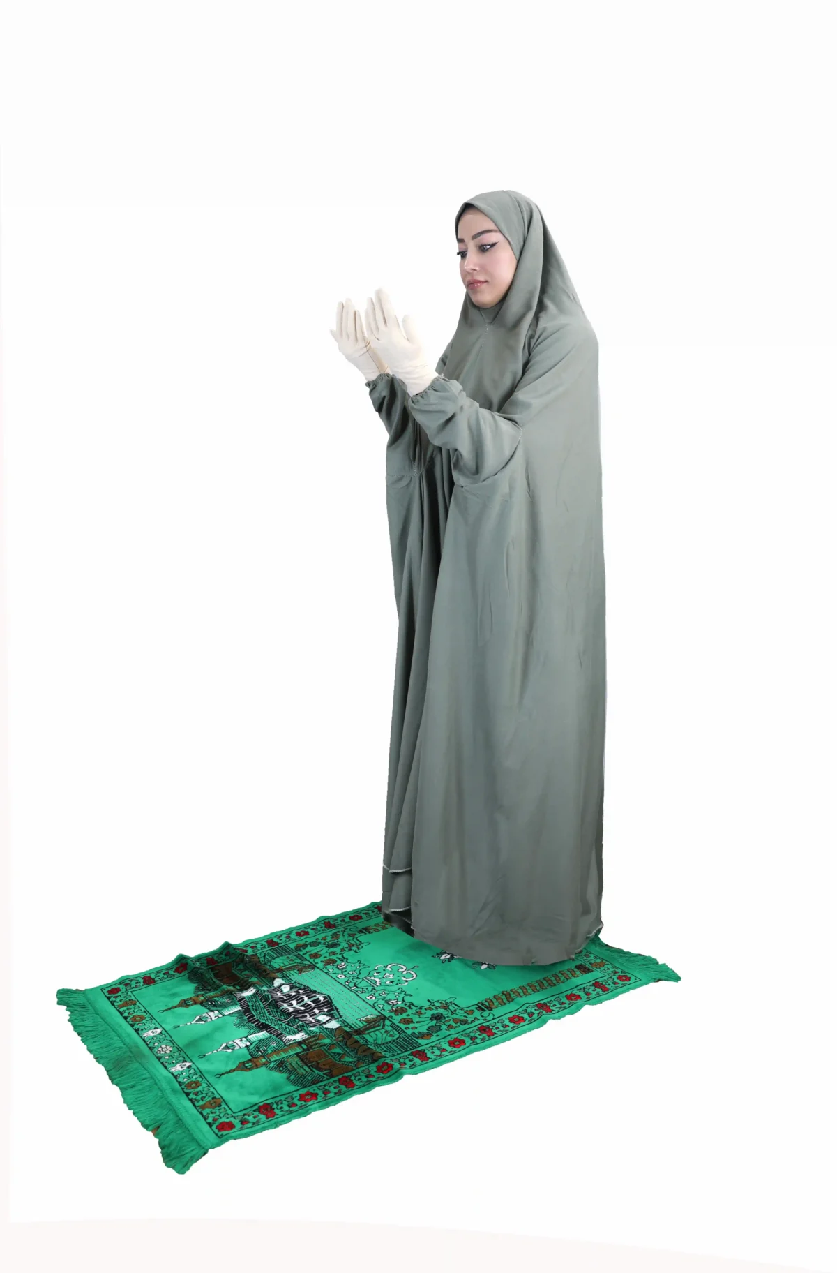 Sage Green Islamic Prayer Dress for Women