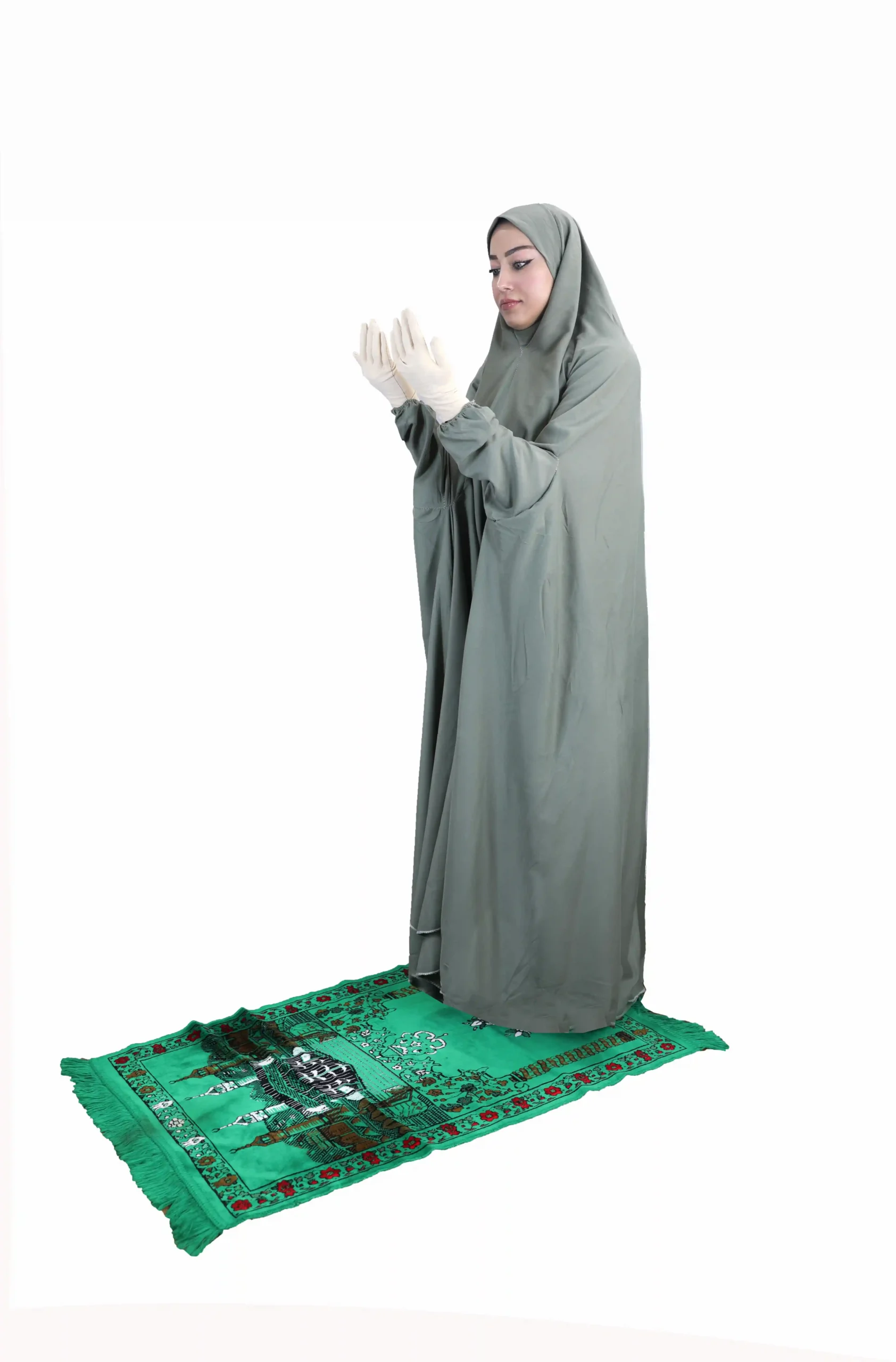 Sage Green Islamic Prayer Dress for Women