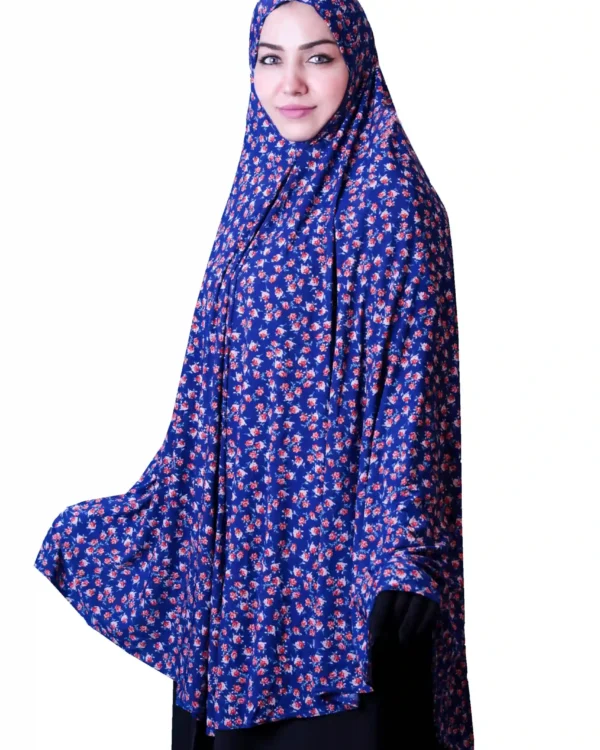 Premium Blue Floral Rayon Ladies Hijab – Elegant & Modest - Image 3