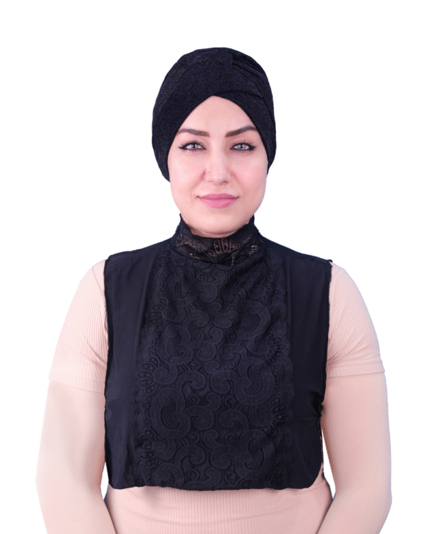 Black Lace Bib Style Neck Cover for Women | Modest Layering