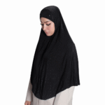 Black Patterned Embellished Hijab | Fashionable Hijab