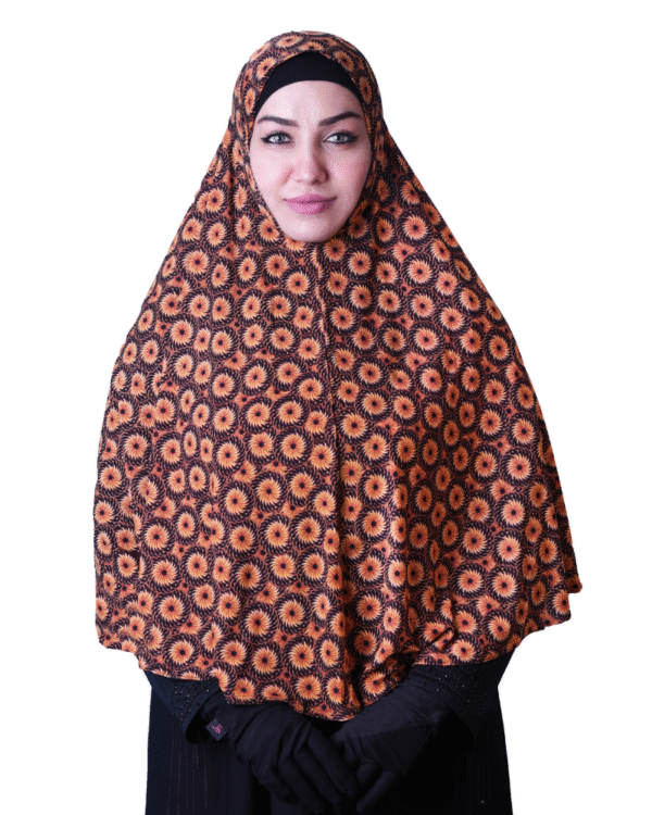Black & Orange Sunburst Rayon Hijab | Modest Everyday Wear