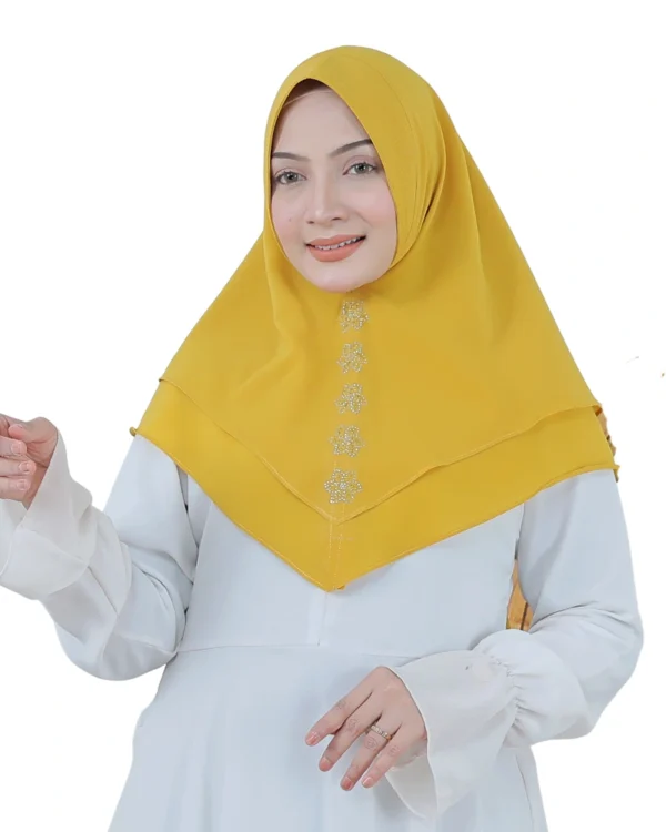 Vibrant Yellow Layered Hijab for Girls