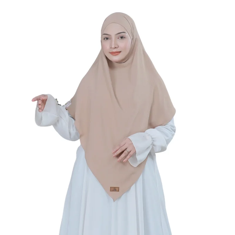 1 Light Beige Premium Plain Hijab for Girls