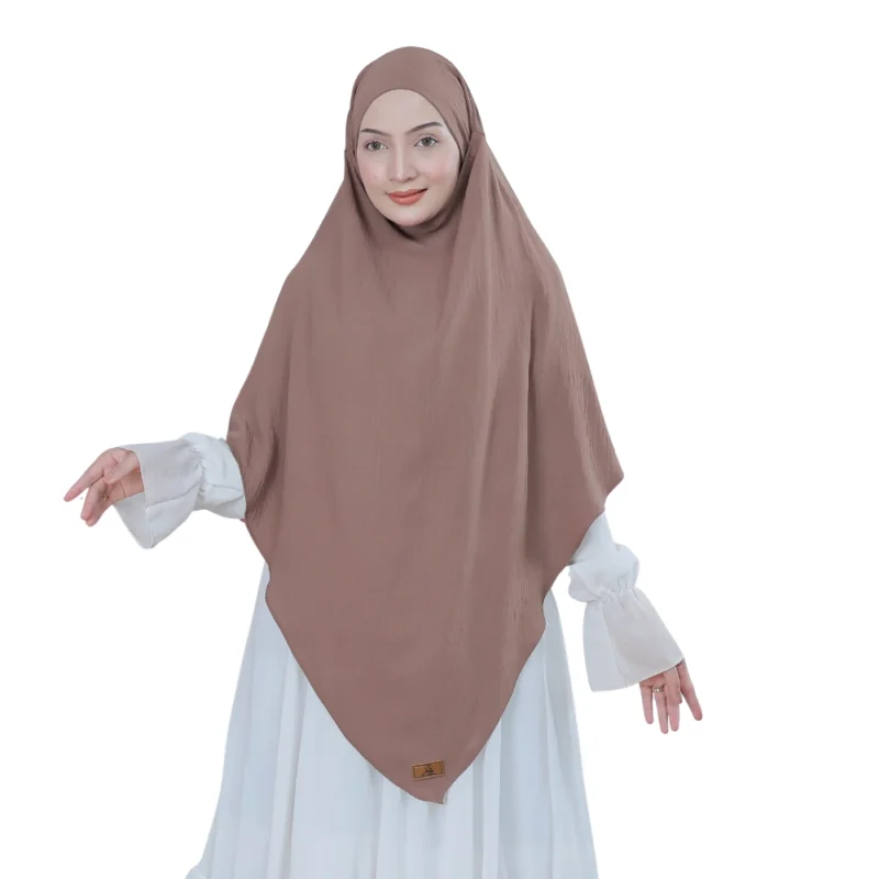 1 Chocolate Textured Plain Hijab for Girls