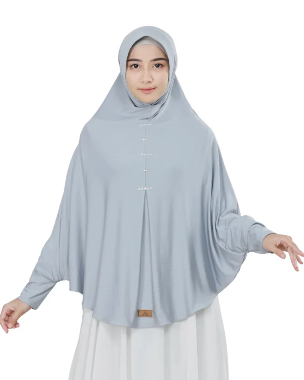 Gray Floral Textured Instant Hijab