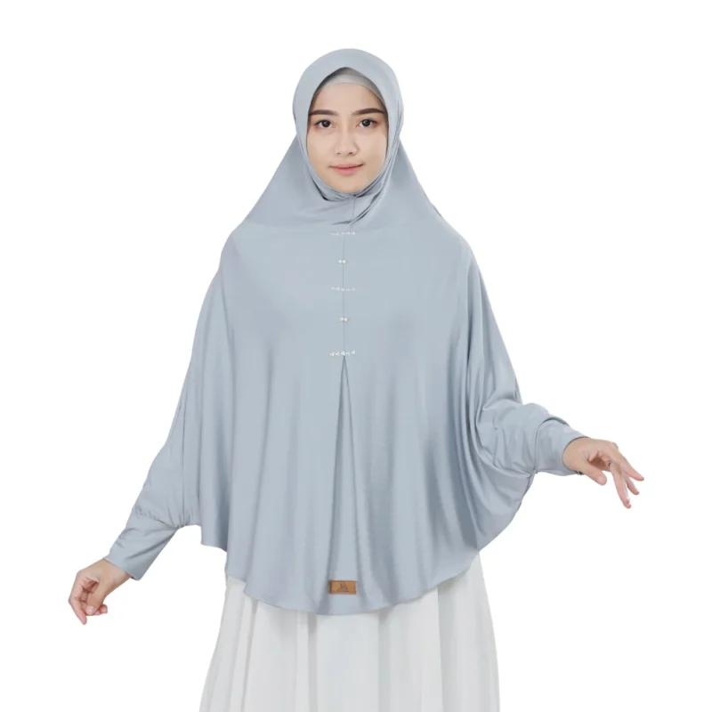 1 Gray Floral Textured Instant Hijab