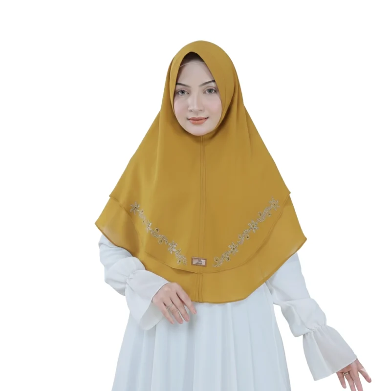 1 Elegant Mustard Draped Hijab for Girls