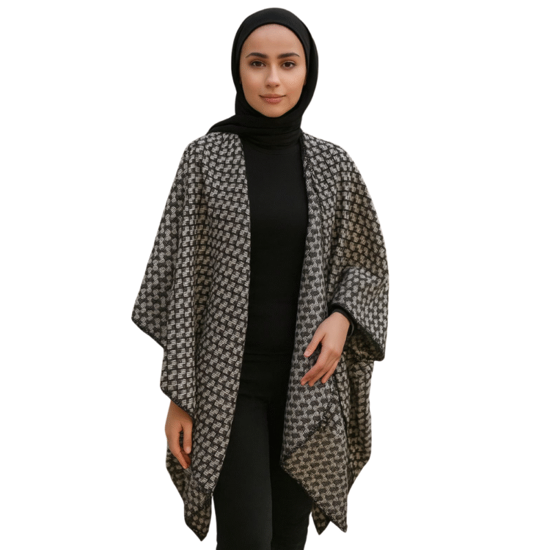 Chic Patterned Monochrome Shawl