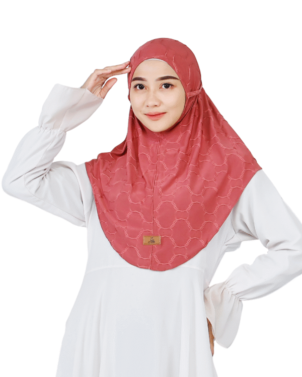 Stylish Patterned Brick Red Hijab for Girls