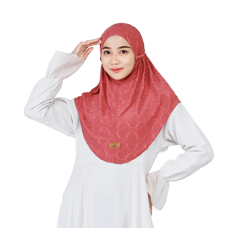 Stylish Patterned Brick Red Hijab for Girls