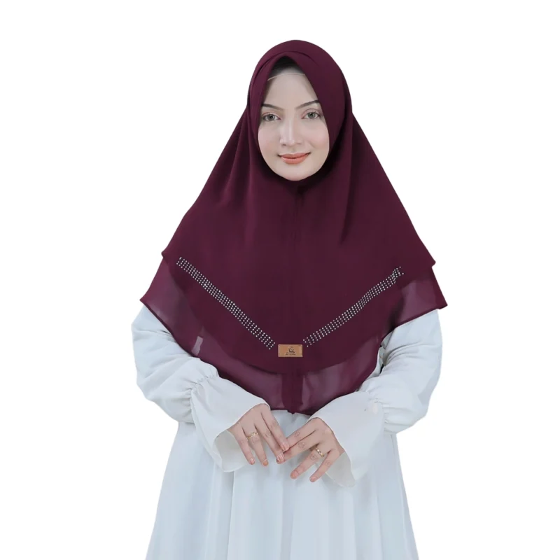 1 Elegant Maroon Draped Hijab for Girls