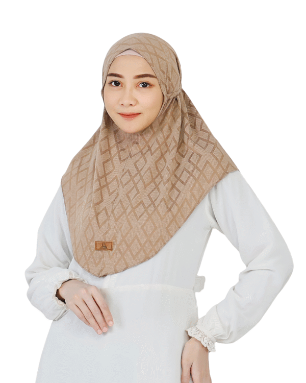 Chic Geometric Patterned Beige Hijab for Girls
