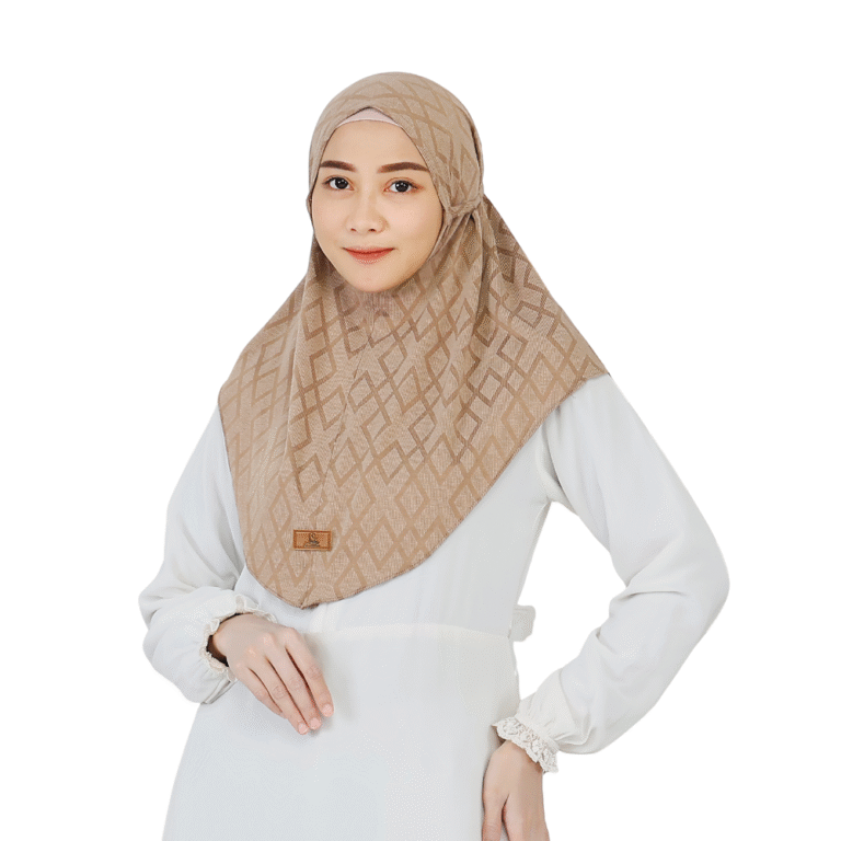 Chic Geometric Patterned Beige Hijab for Girls