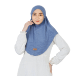 Graceful Patterned Dusty Blue Hijab for Girls – Elegant & Comfortable Wear