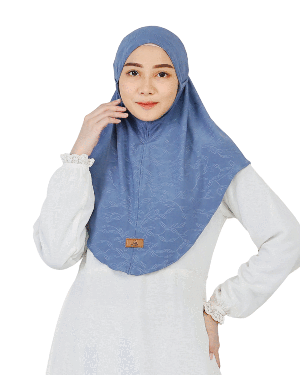 Graceful Patterned Dusty Blue Hijab for Girls