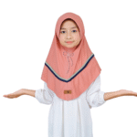 Charming Coral Pink Striped Hijab for Kids – Soft & Stylish