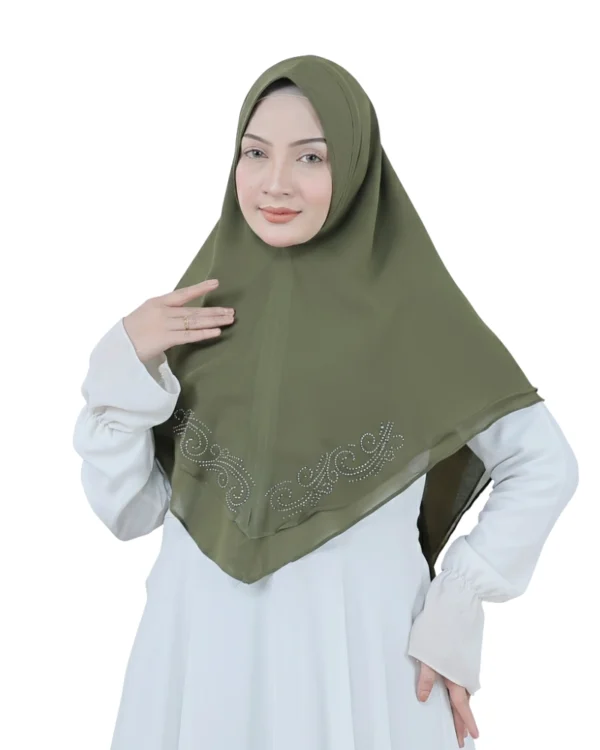 Chic Olive Green Modest Hijab for Girls