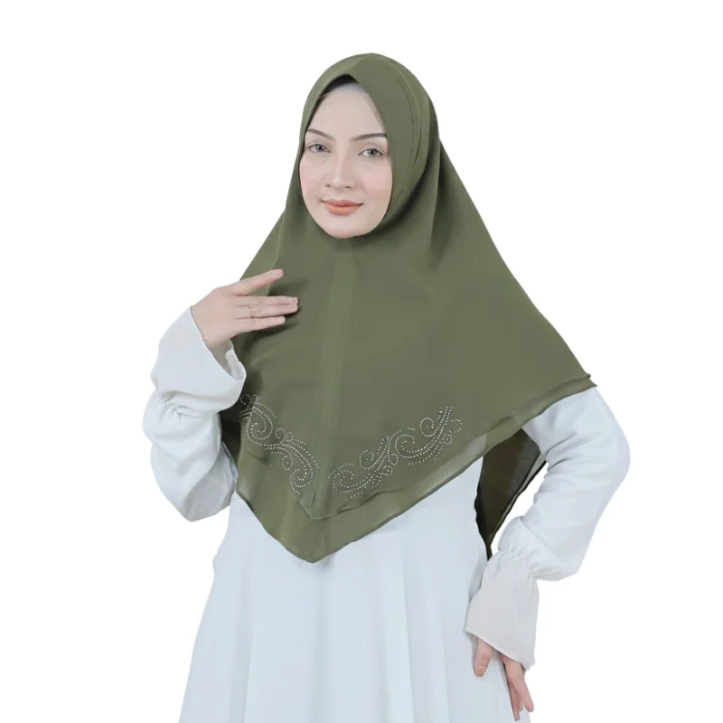 1 Chic Olive Green Modest Hijab for Girls