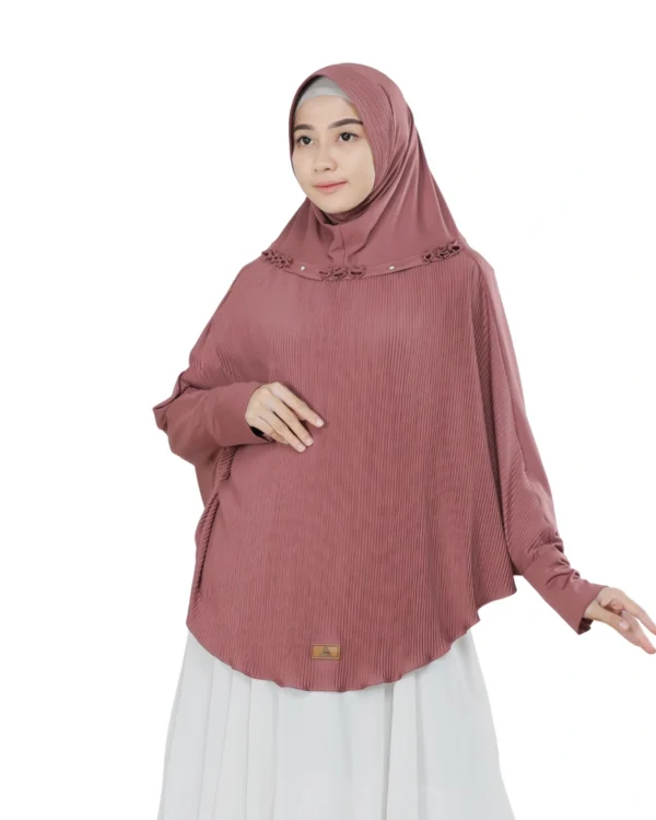 Pleated and Embellished Dusty Rose Hijab