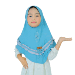 Charming Aqua Ruffled Hijab for Kids – Soft, Stylish & Comfortable Wear