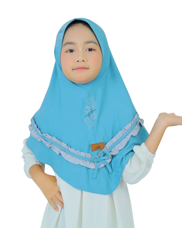 Charming Aqua Ruffled Hijab for Kids