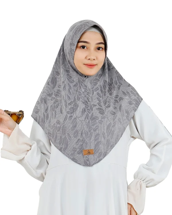 Grey Floral Print Modesty Hijab for Girls