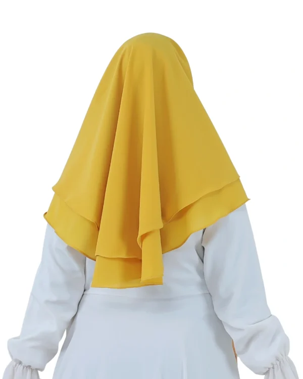 Vibrant Yellow Layered Hijab for Girls – Bright & Stylish - Image 3